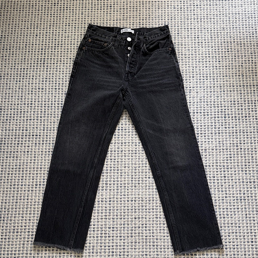 Re/Done 70s Stove Pipe High-Rise Stretch Crop Jeans